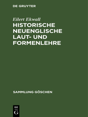 cover image of Historische neuenglische Laut- und Formenlehre